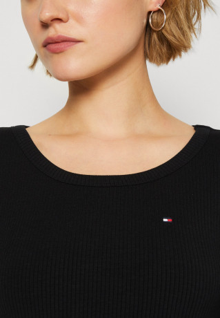 Tommy Hilfiger SLIM Long sleeved top black SLIM Топ с длинными рукавами черный