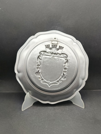 Тарелка декоративная винтажная "Герб города Бреттен" / Серия "Геральдика", яркий декор, олово (95%), 23 см, Германия, 1970-80гг.