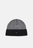 Tommy Hilfiger DOUBLE STITCH BEANIE UNISEX Beanie black/grey ШАПКА С ДВОЙНОЙ СТРОЧКОЙ УНИСЕКС Шапочка черный/серый