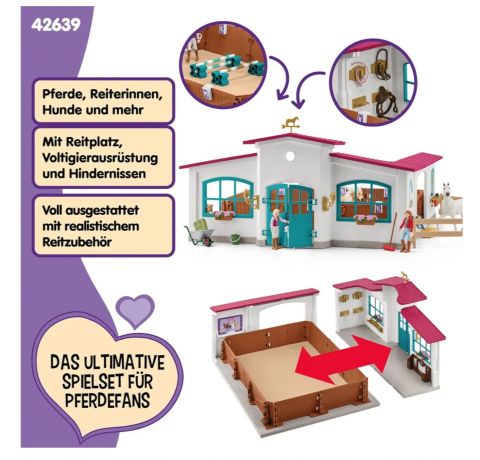Schleich Horse Club 42639 Игровой набор конюшня с лошадьми Schleich Horse Club, 179 деталей, фигурки и манеж, для детей 5-12 лет
