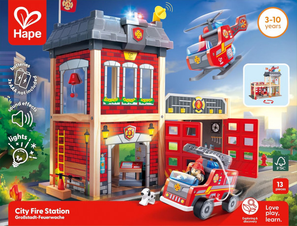 Spiel-Feuerwehrwache Grobstadt-Feuerwache E3023  Большая деревянная пожарная станция Big City Fire Station 