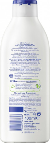 NIVEA Body Lotion Repair & Care, 400 ml, Нивеа Лосьон для тела, 10% глицерин, провитамин B5 и ниацинамид, для очень сухой кожи, 72ч увлажнение, 400 мл