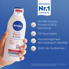 NIVEA Body Lotion Repair &amp; Care, 400 ml, Нивеа Лосьон для тела, 10% глицерин, провитамин B5 и ниацинамид, для очень сухой кожи, 72ч увлажнение, 400 мл
