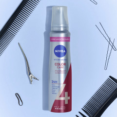 NIVEA Color Schutz Schaumfestiger, 150 ml, Нивеа Мусс для окрашенных волос, пантенол и витамин B3, защита цвета, термозащита, до 24ч фиксация, 150 мл
