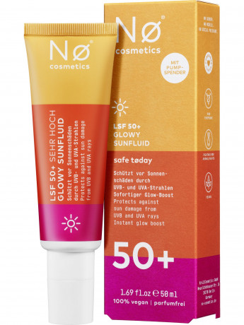 NO COSMETICS Safe today Glowy Sunfluid LSF 50+, 50 ml, No Cosmetics Солнцезащитный флюид SPF 50 сияние и защита от фотостарения, лёгкая текстура, 50 мл
