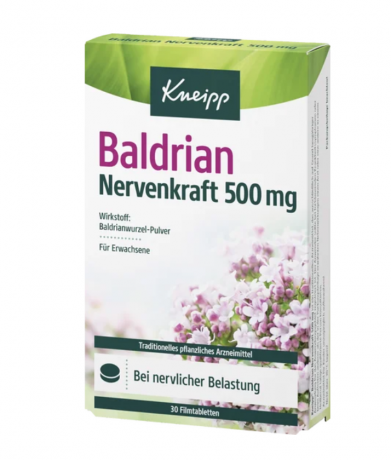 Kneipp Baldrian Nervenkraft 500 mg Tabletten, 30 Stueck, Kneipp таблетки «Валериана Нервная сила 500 мг» для поддержки сна и при нервной нагрузке, 30 шт.