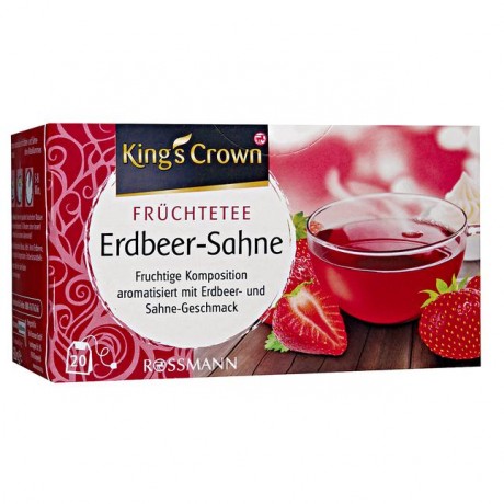 King's Crown Fruchtetee "Erdbeer-Sahne" Фруктовый чай «Клубничный крем» с ароматом клубники и сливок 60 г
