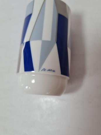 Ваза винтажная Rosenthal / Studio-Linie Ambrogio Pozzi, Otto Herbert Hajek с геометрическим рисунком в синих тонах, 5 x 8см, Германия, 1970-80гг.