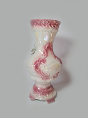 Capodimonte Italy Белая Ваза "Чайная роза" с шестью искусственными розами, 34см x 18см, Италия, 1960-70гг.