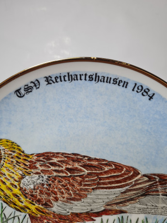 Winterling Roslau Bavaria Винтажная декоративная тарелка с позолоченным ободком "Райхартсхаузен", 19,5см, Германия, 1984г.