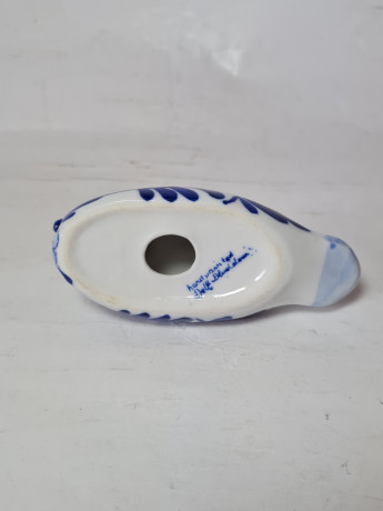 Delft Blue Holland Утка с синим декором, ручная роспись, дельфтский фарфор, 12 x 6 см, Голландия, 1960-70гг.