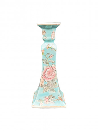 Подсвечник винтажный в китайском стиле, в пастельных тонах, с цветочным декором, фарфор, 22 см, Германия, 1970-80гг.