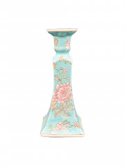 Подсвечник винтажный в китайском стиле, в пастельных тонах, с цветочным декором, фарфор, 22 см, Германия, 1970-80гг.