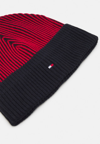 Tommy Hilfiger DOUBLE STITCH BEANIE UNISEX Beanie navy/red ШАПКА С ДВОЙНОЙ СТРОЧКОЙ УНИСЕКС Шапочка темно-синий/красный