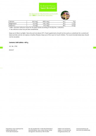 Krauterhaus Sanct Bernhardt Gelat-PLUS, 1600 таблеток на 2 месяцев