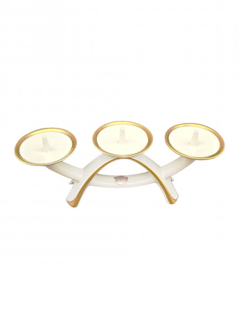 Подсвечник винтажный Alka Kunst Bavaria, белый фарфор с позолоченным декором, 25.5 x 12 см, Германия, 1960-70гг.