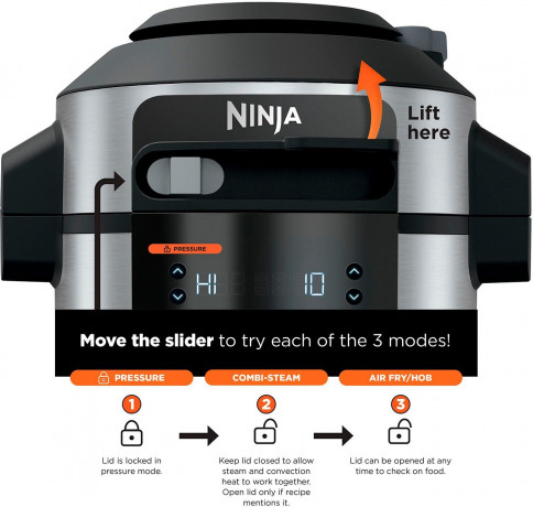 NINJA NINJA Multikocher Foodi 11-in-1 SmartLid Multikocher OL550EU, 1460 W, 6 l Schussel  Мультиварка NINJA Foodi 11-в-1 Мультиварка SmartLid OL550EU, 1460 Вт, чаша 6 л