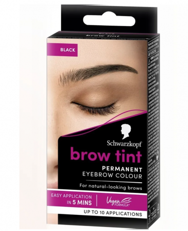 Schwarzkopf Brow Tint Permanent, Краска для бровей стойкая чёрная (Black), до 10 применений, 21 г