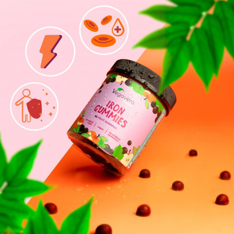 Vegavero Iron Gummies жевательные витамины с железом, для детей и взрослых, 90 пастилок, натуральный состав