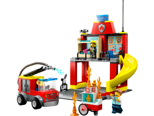 Lego Feuerwehrstation und Loschauto Пожарная часть и пожарная машина