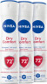 NIVEA Dry Comfort Anti-Transpirant Spray Vorteilsset, 450 ml (3x150 ml), Нивеа Антиперспирант спрей, Dual Protect, 0% спирта, 72ч сухость, набор, 450 мл