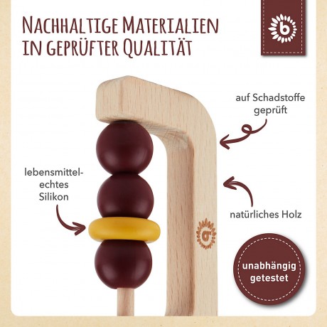 bieco Greifling Holz Natur Baby Beissring 10 cm Greifring mit Silikon Kugeln ab 0 M Beissringe Кольцо-захват из натурального дерева для прорезывания зубов для младенцев 10 см кольцо-захват с силиконовыми шариками от 0 M прорезыватели для зубов