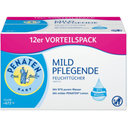 Penaten mild pflegende Feuchttücher 12x56, 672 Stück, Мягкие питательные салфетки 12x56, 672 штуки