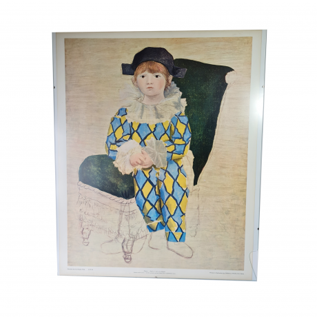 Картина винтажная "Поль в костюме Арлекина (1924)" Пикассо, типография Зауэрлин и Пфайффер (Швейцария), 60 x 50 см, Германия, 1960-70гг.