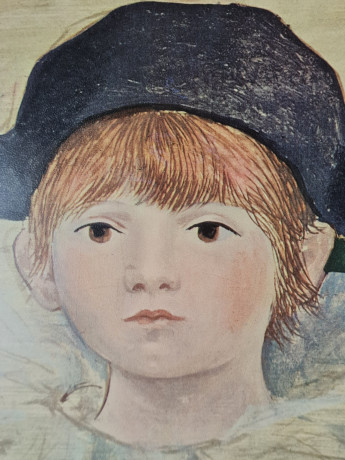 Картина винтажная "Поль в костюме Арлекина (1924)" Пикассо, типография Зауэрлин и Пфайффер (Швейцария), 60 x 50 см, Германия, 1960-70гг.