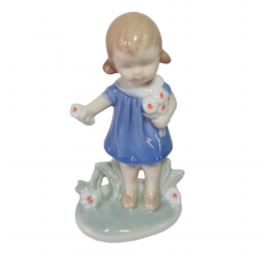 Статуэтка винтажная Lladro &quot;Девочка с букетом цветов&quot;, фарфор, 12 x 7 см, Испания, 1960-70гг. 