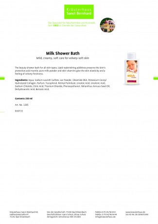 Krauterhaus Sanct Bernhardt Milk Shower Bath, 250 мл