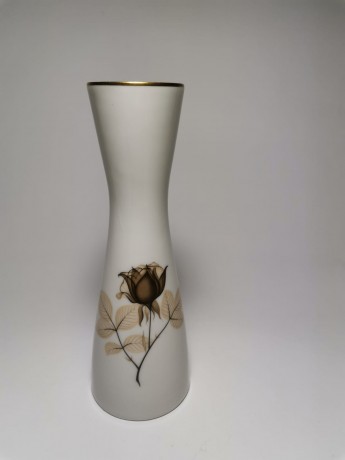 Rosenthal Studio Line, Розенталь Студио Лайн Винтажная фарфоровая Ваза с позолотой "Черная Роза", 17см, Германия 1960г.