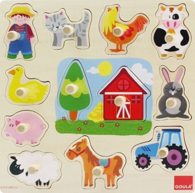 Goula Holzpuzzle Silhouetten Bauernhof Деревянная ферма силуэтов головоломки