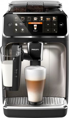 Philips Philips Kaffeevollautomat 5400 Series EP5447/90 LatteGo, 12 Kaffeespezialitaten und 4 Benutzerprofilen chrom/mattschwarz Полностью автоматическая кофемашина Philips серии 5400 EP5447/90 LatteGo, 12 видов кофе и 4 пользвательских профиля, хром/мат