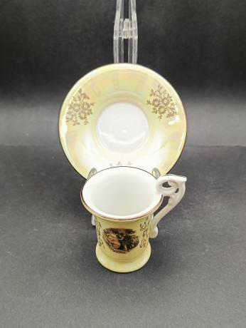 Кофейная пара винтажная Kahla "Беседа" в бежевых тонах, фарфор, Германия, 1960-70гг.