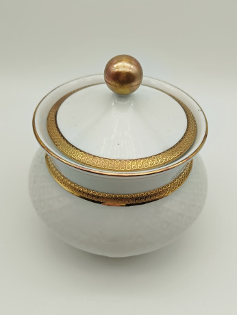 Набор для чая винтажный Seltmann Weiden Bavaria / Коллекция Annabell, белый фарфор с золоченым орнаментом, Германия, 1960-70гг.