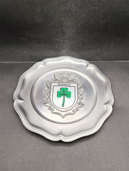 Тарелка декоративная винтажная &quot;Герб города Нейбсхайм&quot; / Серия &quot;Геральдика&quot;, яркий декор, олово (95%), 23 см, Германия, 1970-80гг.