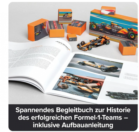 FRANZIS 67391 Адвент-календарь McLaren F1 2025 Коллекционная модель болида 1:43 со звуковым модулем, 24 дня сборки