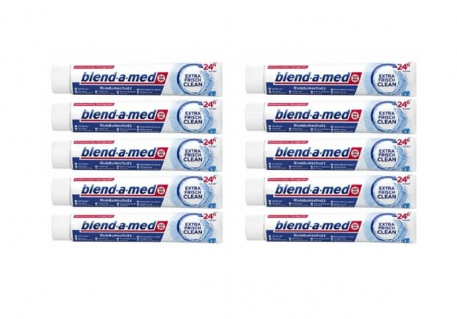 Blend-a-med Extra Frisch Clean 75ml x 10st, Зубная паста для взрослых (Германия), свежесть дыхания и защита от кариеса 24 часа, мятный вкус,  75 мл  x 10шт