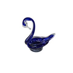 Подставка &quot;Лебедь&quot; ECHT в бело-синих тонах, выдувное стекло, ручная работа, 16 x 16 см, Германия, 1960-70гг.