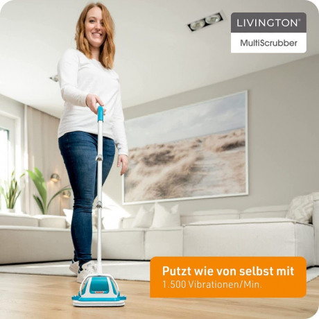 LIVINGTON LIVINGTON Akku-Wischmopp MultiScrubber Akku-Schrubber weiss/blau ЛИВИНГТОН аккумуляторная швабра MultiScrubber аккумуляторная поломоечная машина белый/синий
