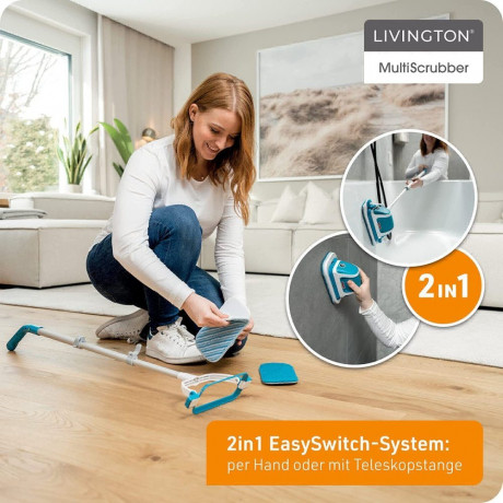 LIVINGTON LIVINGTON Akku-Wischmopp MultiScrubber Akku-Schrubber weiss/blau ЛИВИНГТОН аккумуляторная швабра MultiScrubber аккумуляторная поломоечная машина белый/синий