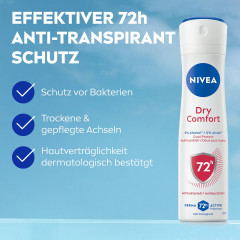 NIVEA Dry Comfort Anti-Transpirant Spray, 150 ml, Нивеа Антиперспирант спрей, Dual Protect, 0% спирта, 72ч сухость и комфорт, 150 мл