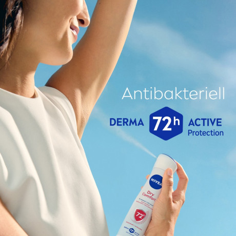 NIVEA Dry Comfort Anti-Transpirant Spray, 150 ml, Нивеа Антиперспирант спрей, Dual Protect, 0% спирта, 72ч сухость и комфорт, 150 мл