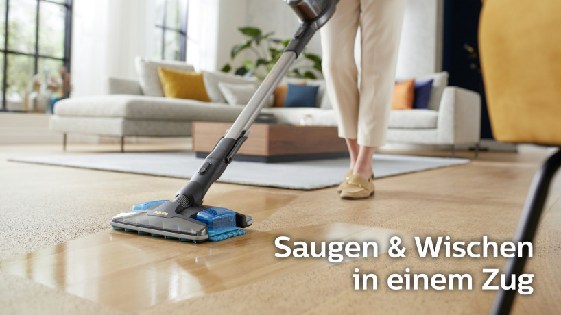 Philips Philips Nass-Trocken-Akkusauger XC8347/01 SpeedPro Max Aqua Plus, beutellos, mit 80 Minuten Laufzeit, Wischfunktion und 360°-Saugduse Беспроводной пылесос Philips для влажной и сухой уборки XC8347/01 SpeedPro Max Aqua Plus, без мешка, время работ