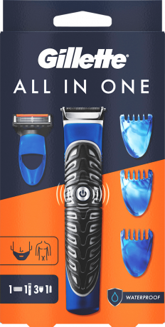 GILLETTE Elektrischer Rasierer, All in One Styler, 1 St, Джилетт Многофункциональный триммер All in One Styler 4 в 1 с 3 гребнями и бритвенной кассетой, 1 набор