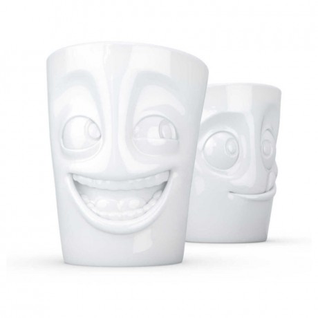 Fiftyeight Products TV Tassen Becher ohne Henkel Set 2-tlg. - lachend & lecker 0,35 L Набор чашек для телевизора без ручки 2 шт. - смеющийся и вкусный 0,35 л