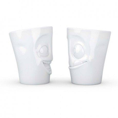 Fiftyeight Products TV Tassen Becher ohne Henkel Set 2-tlg. - lachend & lecker 0,35 L Набор чашек для телевизора без ручки 2 шт. - смеющийся и вкусный 0,35 л