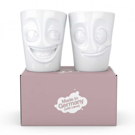 Fiftyeight Products TV Tassen Becher ohne Henkel Set 2-tlg. - lachend & lecker 0,35 L Набор чашек для телевизора без ручки 2 шт. - смеющийся и вкусный 0,35 л