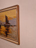 Картина винтажная "Корабли в море на закате", масло, в раме, большой формат, 66 х 45 см, Германия, 1980-90гг.